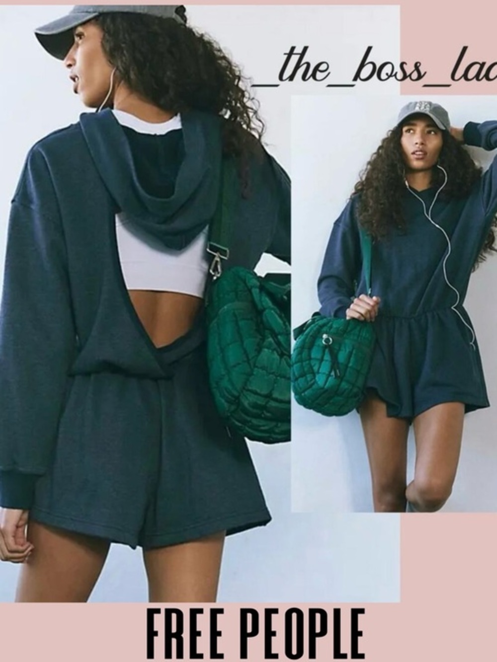 Free People romper hooded activewear cutout back onesie jumpsuit workout XS